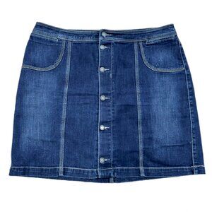 CJ BANKS Denim Button-Front Skirt